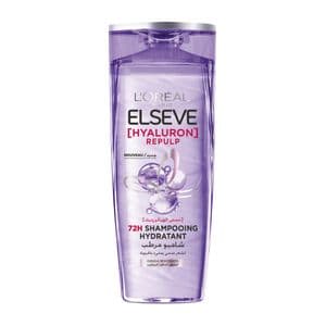 L'Oréal Paris Shampooing Re-Hydratant pour Cheveux Deshydrates et Fatigues - Hydratation 72H - Brillance - a l'Acide Hyaluronique - Elseve Hyaluron Repulp - 200 ml