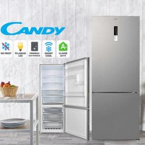 Candy Réfrigérateur Combiné No Frost 442L, Inox, A+++, Silencieux, CCG5T718EX15