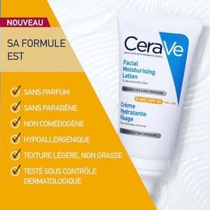 Cerave Crème Hydratante Visage Spf50 Peaux Normales À Sèches 52ml