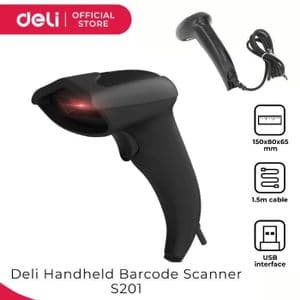 Deli S201 Scanner et Lecteur de Codes-Barres avec Double Confirmation, Technologie CCD, Design Anti-Choc , avec fil