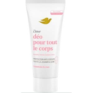 Dove Déodorant pour tout le corps (Aisselles, Poitrine, Cuisses...) Framboise et Rose- Anti-Odeurs et traces Blanches 72h- Peaux Sensibles - 75ml - Origine France