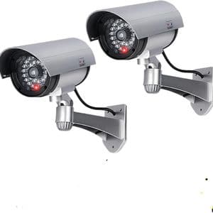 Dummy Lot de 2 caméra surveillance factice,caméra de sécurité Avec lumière LED clignotante Pour l'intérieur et l'extérieur