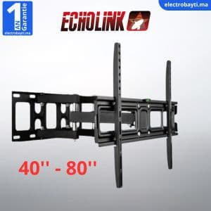 Echolink Support TV mural 40'' - 80'' Bras Double Pivotant - Avec accessoire de fixation