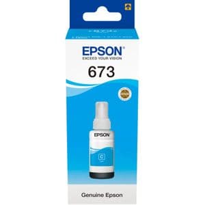Epson Bouteille d'encre 673 C (T6732) Cyan d'origine (C13T67324A)