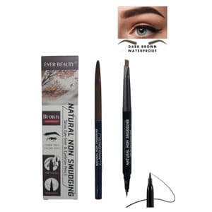 Ever Beauty Eyeliner et Crayon à sourcils.Crayon à Sourcils Marron Foncé triangulaire et Stylo Eyeliner feutre Noir 2 en 1.