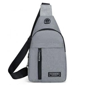 FASHION INSTINCT Mini Sac de Poitrine Unisexe Gris de Voyage Étanche à Bandoulière Multi-Poches