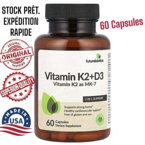 FutureBiotics Vitamin K2 + D3 with Vitamin K2 as MK-7 (Vitamines K2 + D3), 60 Capsules
