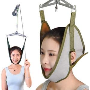 Genebre Dispositif de traction cervicale à suspendre à une porte – Écarteur de cou pour soulager les douleurs cervicales, des épaules et des hernies discales – Physiothérapie à domicile ajustable