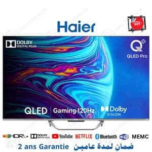 Haier 55 QLED PRO 4K Smart Google TV, Dolby Vision IQ, HDR10+, HDMI x4, 2 ans garantie + Support Gratuit, H55Q80FUX