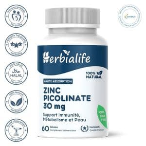 Herbialife Zinc Picolinate 30 mg – Immunité, Peau, Métabolisme – 60 Gélules
