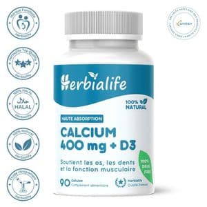 Herbialife Calcium 400 mg + D3 – Soutient la solidité des os – 90 Gélules