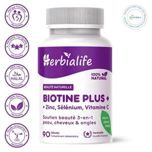 Herbialife Biotine Plus+ Zinc, Sélénium & Vitamine C – 3-en-1 peau, cheveux & ongles – 90 Gélules