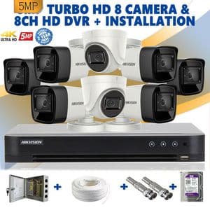 Hikvision kit Complet de Caméras de surveillance 5MP de 8 Cameras (6 Etanche & 2 Dome )