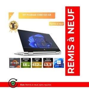 Hp Pc Portable ProBook x360 435 G8 Ryzen 7 Pro 5850U RAM 16Go DDR4 512Gb SSD QWERTY Tactile - Remis a neuf