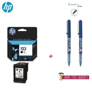 Hp Cartouche d'encre 123 Noir Original ( 2 Stylos Vball Offert )