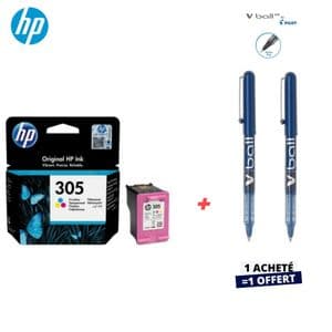 Hp Cartouche d'encre 305 Couleur Original ( 2 Stylos Vball Offert )