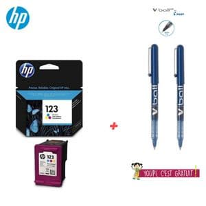 Hp Cartouche d'encre 123 Couleur Original ( 2 Stylos Vball Offert )