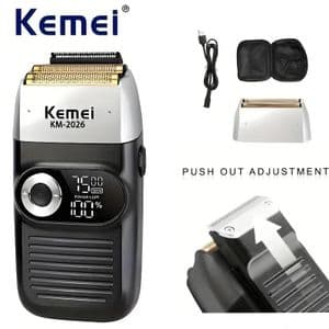 Kemei km 2026 Tondeuse Rasoir électrique rechargeable des hommes, coupe-barbe