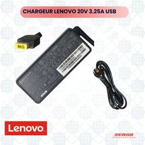 Lenovo Chargeur pour ordinateur portable USB 20V- 65 Watt- 3.25 A