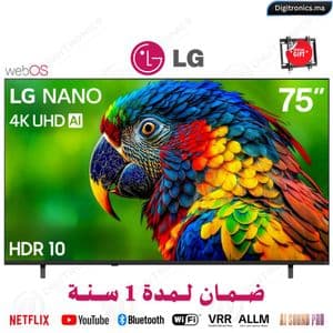 LG 75 NANO 4K UHD AI NU84 Smart TV webOS HDR10, AI Sound Pro Télécommande AI Magic, 75NU840B6LA