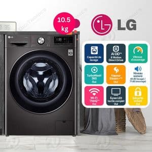 LG Lave-linge 10.5kg TurboWash, AI DD, 6 Motion Direct Drive, Vapeur Steam+, Wi-Fi, F4V9RWP2E