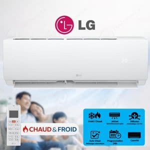 LG Climatiseur JetCool 18000 BTU Froid & Chaud, Refroidissement rapide, Auto Swing, TV18SDH