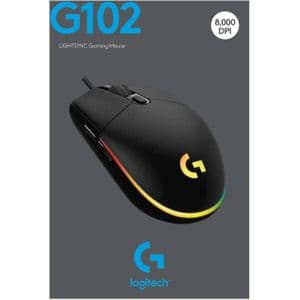 Logitech G102 Souris de jeu légère avec éclairage RVB personnalisable, 6 boutons programmables, capteur de qualité de jeu, suivi 8 K dpi, couleur 16,8 mn, poids léger (noir)