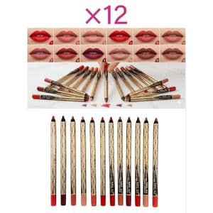 Milai Cosmetic Crayons pour lèvres et yeux,Crayons effet Gel 2 en 1 professionnel ensemble 12 couleurs différentes.