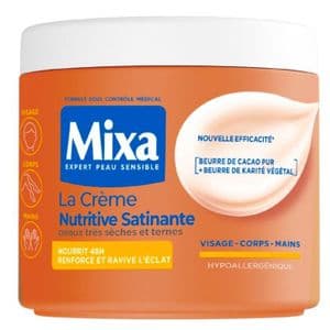 Mixa Nouvelle Crème Nutritive Satinante des Peaux Très Sèches et Ternes -400ml -Visage,Corps,Mains- Origine France