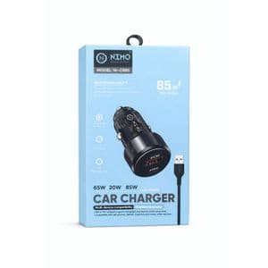 Nimo Chargeur Allume-Cigare 85W Ultra Rapide USB & Type-C – Double Sortie Compatible Tous Smartphones
