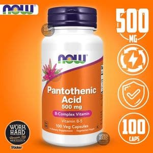 Now Foods Pantothenic Acid Vitamine B-5, 500 mg,Vitamine B-Complex, 100 Caps Sticker