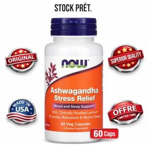 Now Foods Ashwagandha stress relief , Soutien de l'humeur et du sommeil 60 Capsules Vég