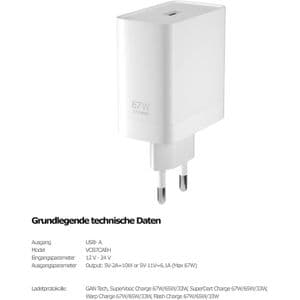Oppo Chargeur 67W SUPERVOOC Chargeur Rapide Alimentation USB C Sans Câble de Charge pour Find X6 X6 Pro X5 X5 Pro X3 X3 Lite X2 X2 Pro Find N2 N3 Reno 10 9 8 A94 A54 A53 A96