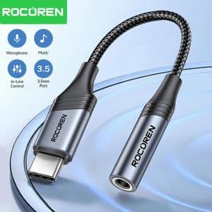 ROCOREN Câble USB-C vers Jack 3.5mm – Adaptateur Audio Numérique Haute Qualité pour iPhone, Huawei, Samsung