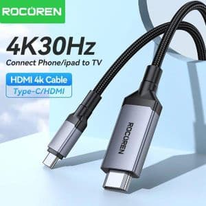 ROCOREN Câble HDMI Type-C 4K Ultra Clair – 1m Connecteur Haut de Gamme