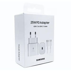 Samsung Chargeur original Ultra rapide secteur Fast Type-C vers Type-C 25W avec câble