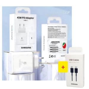 Samsung Chargeur adaptateur Officiel 45W ultra rapide avec câble cadeau gratuit original