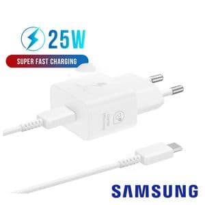 Samsung Chargeur USB-C 25W ultra rapide Câble USB-C vers USB-C
