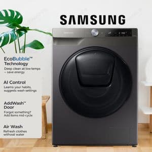 Samsung Lavante-Séchante EcoBubble 9/6 kg AddWash AI Control, Wi-Fi, Moteur Digital Inverter, WD90T654DBN + Garantie 10 ans