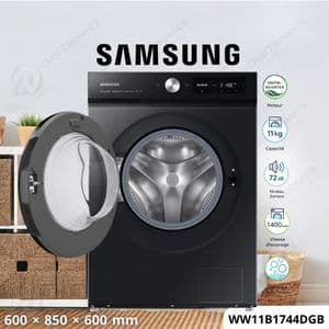 Samsung Lave-linge Bespoke AI Ecobubble 11 kg Wi-Fi, AI Wash, vapeur hygiénique, WW11B1744DGB + Garantie 10 ans
