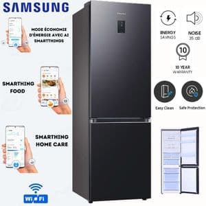 Samsung Réfrigérateur Combiné - 340L Net - No Frost - WIFI - Froid ventilé - Power Freeze - 37 dBA - A+ - SmartThings - RB34C673EB1
