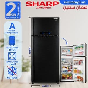 Sharp Réfrigérateur à deux portes - SJ-PC48A-BK- 39dB - Classe A