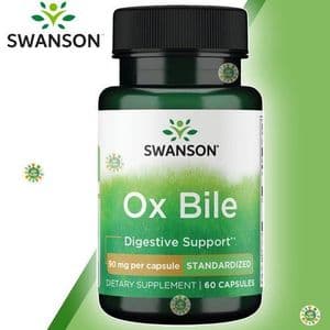 Swanson Ox Bile 90 mg, 60 Capsules, bile de bœuf