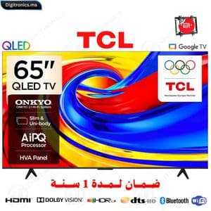 TCL 65 Premium QLED 4K UHD Smart Google TV Dolby Vision HDR10+, Mince & Corps Uni + Support gratuit, 65P7L