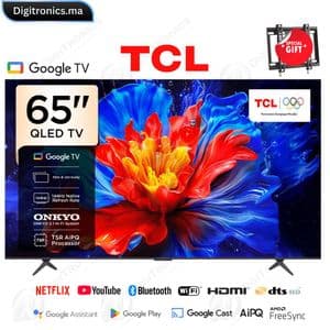 TCL 65 QLED 4K UHD Smart Google TV Dolby Vision, Atmos, Audio ONKYO, 144Hz, 65P8K + Support Gratuit