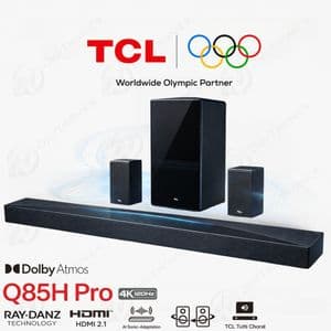 TCL Barre de Son 7.1.4ch Dolby Atmos WiFi+ Bluetooth, Technologie RAY·DANZ, AirPlay, Q85H Pro