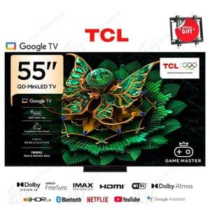 TCL 55 Premium QD-MiniLED Smart Google TV, Dolby Vision IQ, Ai HDR10+, 144Hz, 55C7K