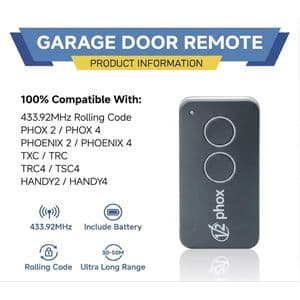 Télécommande Duplicateur 433,92 MHz pour PHOENIX2 PHOENIX4 PHOX 2 / PHOX4 TXC TRC4 TSC4 – Émetteur Clone Pratique pour Ouvre-Porte de Garage