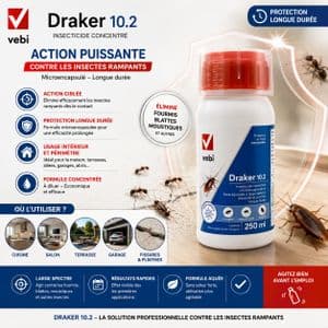 VEBI Insecticide Concentre Microencapsule Anti Nuisibles Rampants Et Volants - Traitement Blattes Fourmis Moustiques Maison Terrasse Garage Plinthes 250 ml