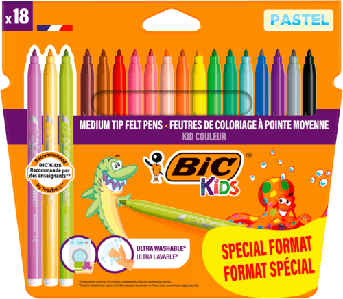 18 Feutres de Coloriage Dont 3 Pastel - Bic